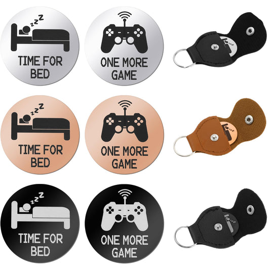 Amaxiu Novelty Gaming Coins, 3pcs Funny Decision Coins for One More Game or Time for Bed, Double Sided Destiny Flip Coins Pocket Hug Token for Game Lovers(Rose Gold, Silver, Black)