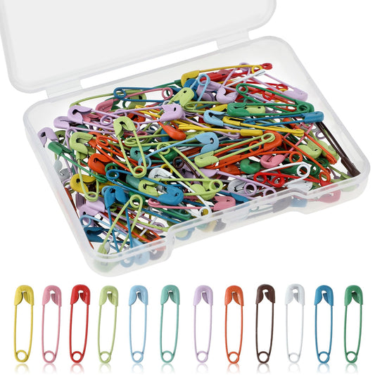 Bewudy Mini Safety Pins, 150 Pcs Stainless Steel Nickel Plated, Assorted 0.75inch/19mm with Storage Box for Craft, Clothing, Quilting