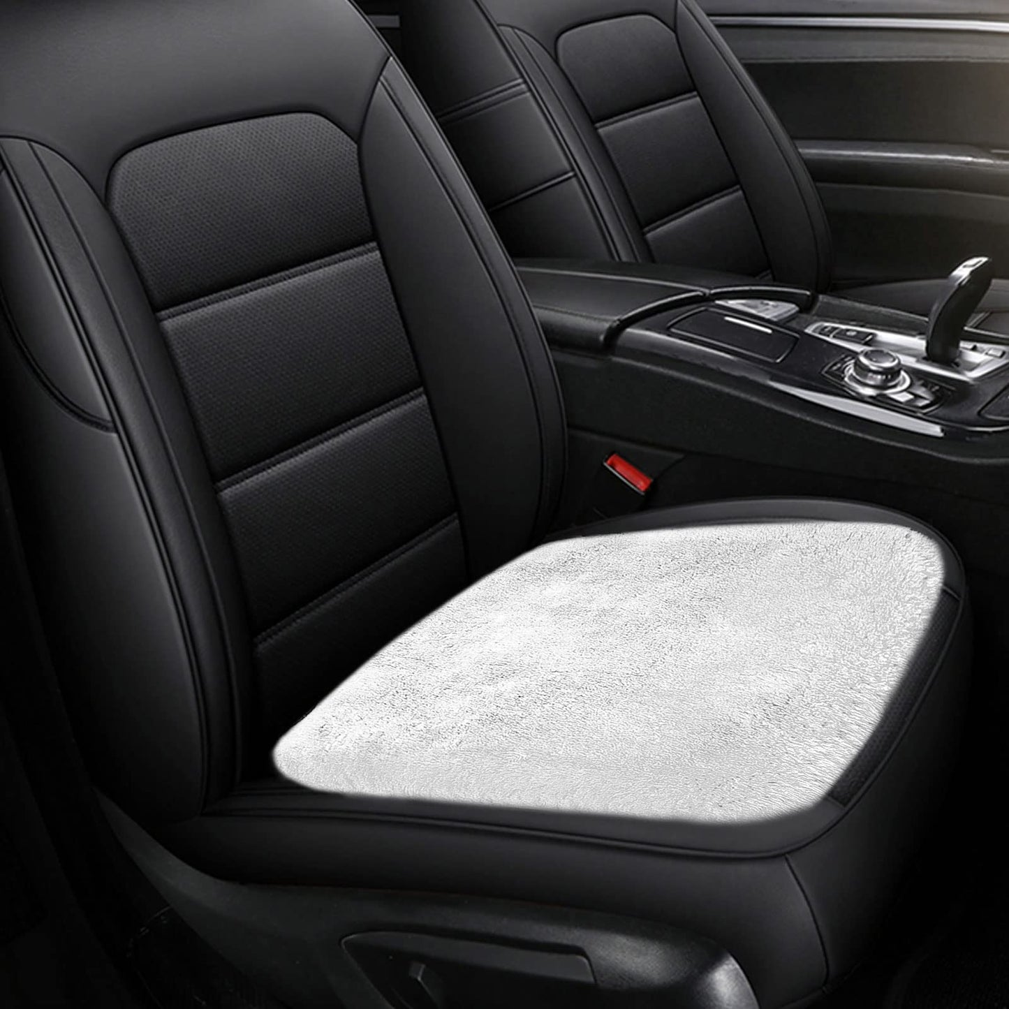 TIESOME Warm Car Seat Cushion for All Year, Soft Auto Seat Pad Comfort Car Seat Cover Fine Plush Seat Protector for Car Driver Office Chair Home Universal Size(Pink)(White)