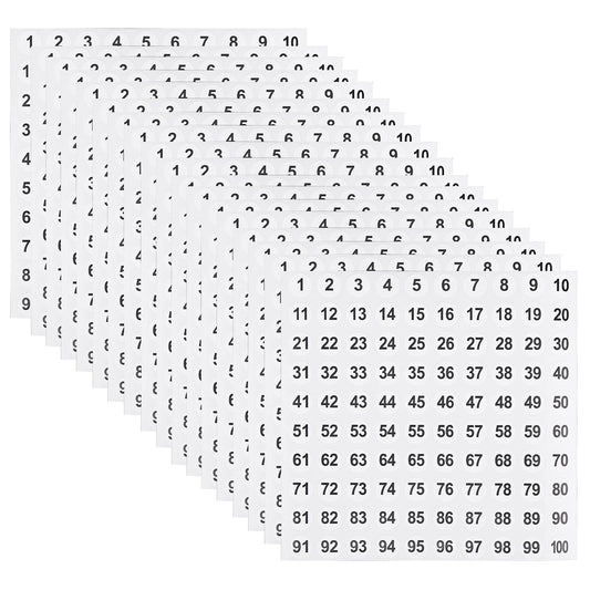 cobee 30 Sheets Small Number Stickers, 1 to 100 Round Number Self Adhesive Stickers Vinyl Small Round Labels Number Stickers Waterproof Stickers for Home Office School Classroom Storage Organizing