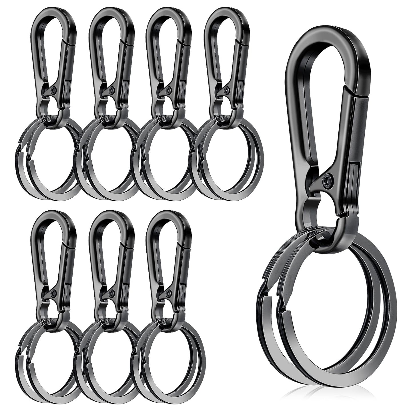 Amaxiu Heavy Duty Metal Keychain with 2 Key Rings, Carabiner Zinc Alloy Key Chain Quick Release Clips Stainless Keyring Holder Organizer Car Key Finder Hook Keys Clip for Men Women(8)