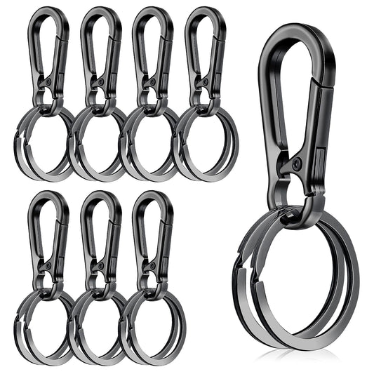 Amaxiu Heavy Duty Metal Keychain with 2 Key Rings, Carabiner Zinc Alloy Key Chain Quick Release Clips Stainless Keyring Holder Organizer Car Key Finder Hook Keys Clip for Men Women(8)