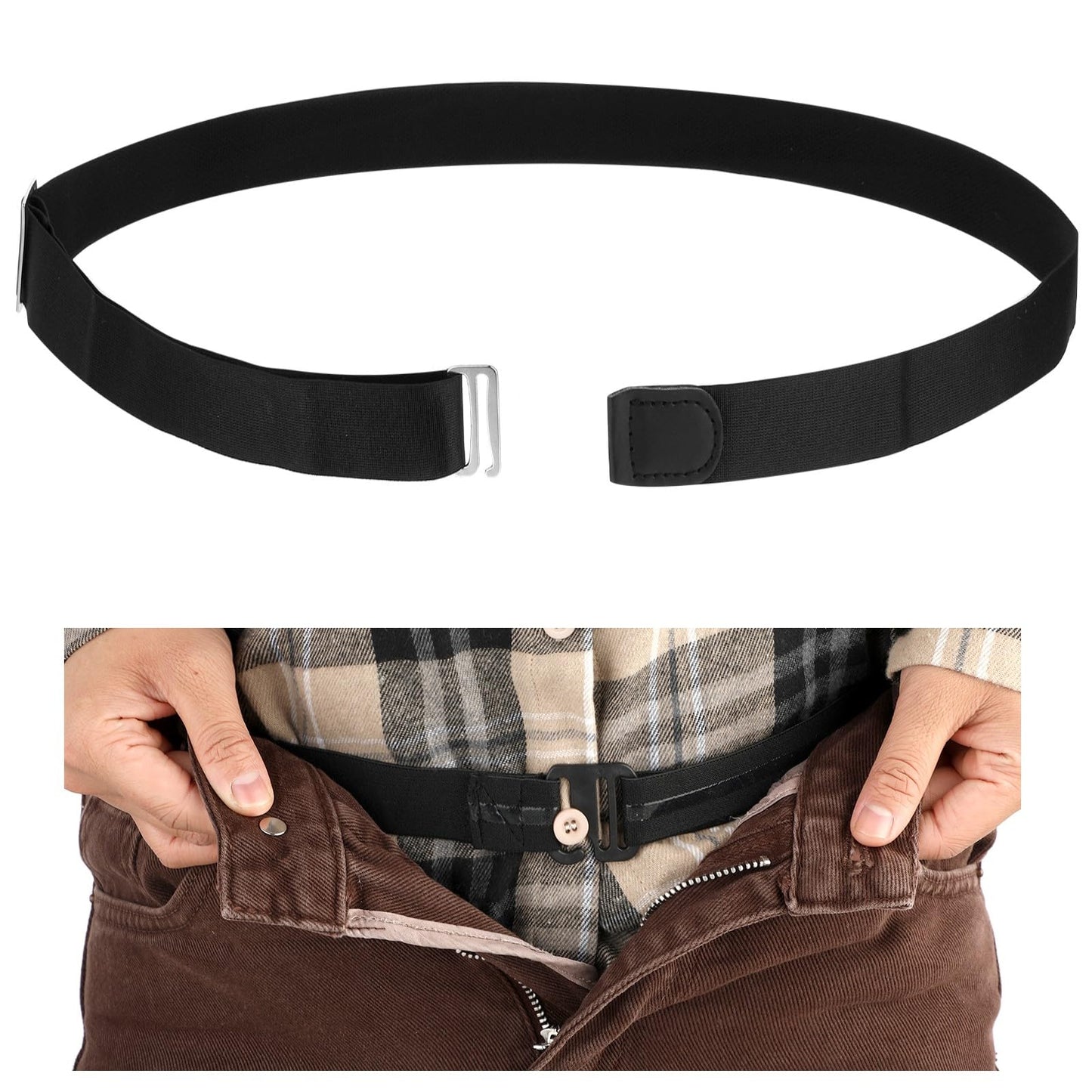 simarro Unisex Shirt Fixed Waistband, Adjustable Non-slip Shirt Anti-wrinkle Strap Stretch Invisible Belt Keep Business Shirt Tucked Shirt Stay for Men and Women (Black)