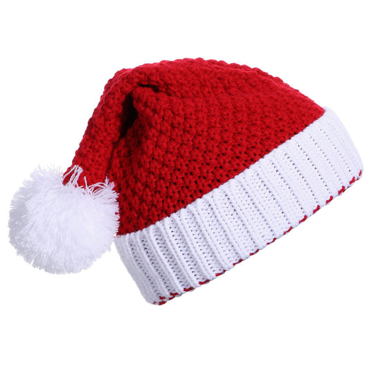 MBAIYO Christmas Hat, Knitted Santa Hat for Adults, Plush Santa Hats, Red Santa Hat, Comfortable Santa Hat, Winter Warmth, Party Hat for Festive Parties