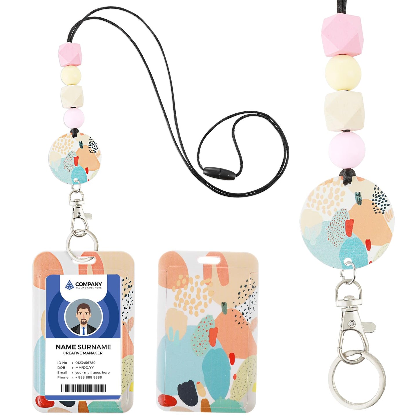 cobee Teacher Lanyards for ID Badges and Keys, Be Kind Lanyards for Id Badges and Keys Cute Lanyard Gift Rainbow ID Badge Holder with Lanyard Durable Beaded Lanyard for Women Nurses Office(Style D)