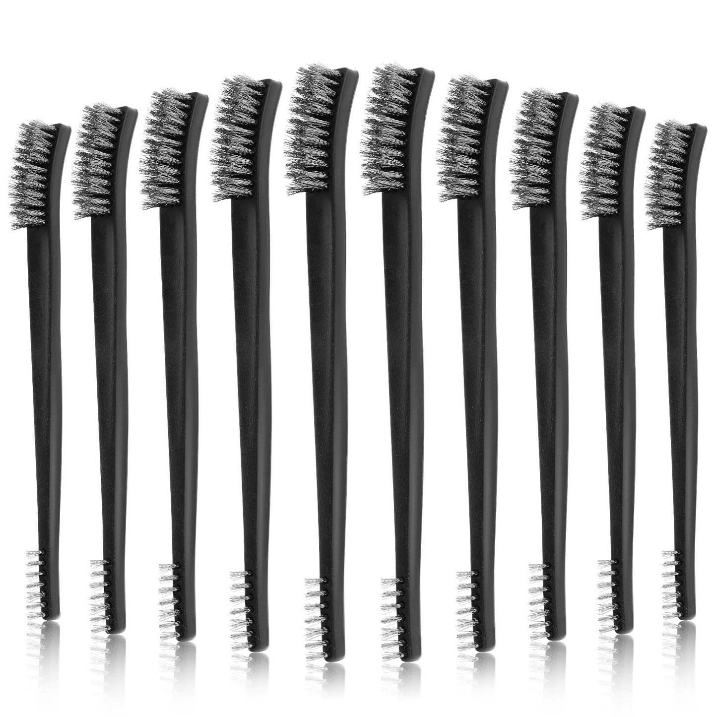 TIESOME 10Pcs Double-Ended Wire Brushes for Cleaning,Gun Cleaning Brushes Set, Small Wire Brush Rust Paint Metal Brush Scratch Wire Bristles Cleaner for Detailing Cleaning Welding Slag and Rust(Metal)