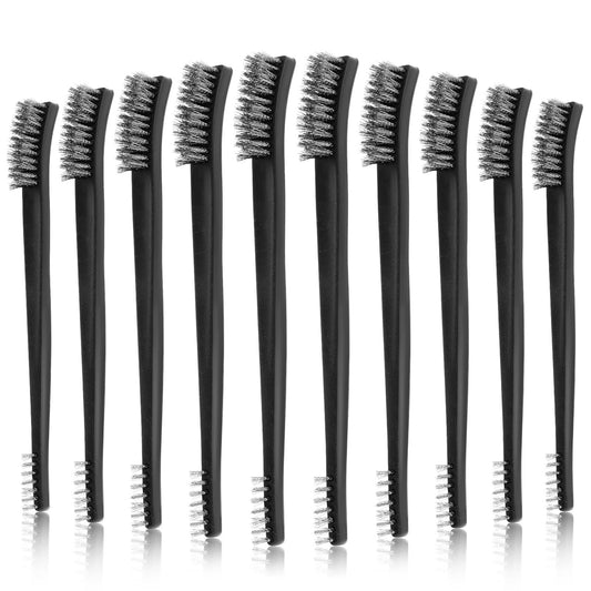 TIESOME 10Pcs Double-Ended Wire Brushes for Cleaning,Gun Cleaning Brushes Set, Small Wire Brush Rust Paint Metal Brush Scratch Wire Bristles Cleaner for Detailing Cleaning Welding Slag and Rust(Metal)