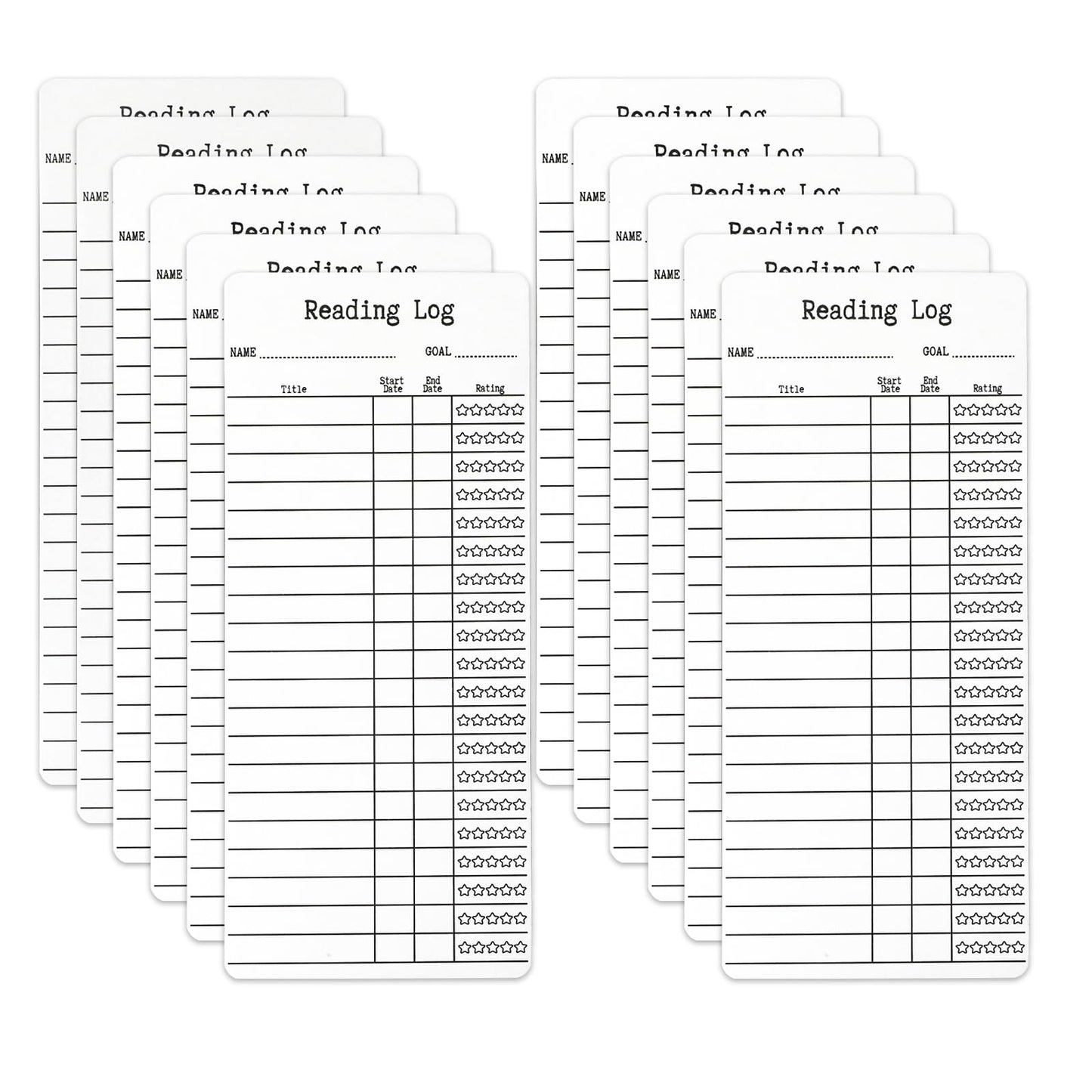 Molain 12PCS Reading List Bookmark, Book Tracker Bookmark, 3 x 8 Inch Library Card Bookmark Creative Book Accessories for Reading Lovers, Teachers, Students, Book Lovers(Reading List)