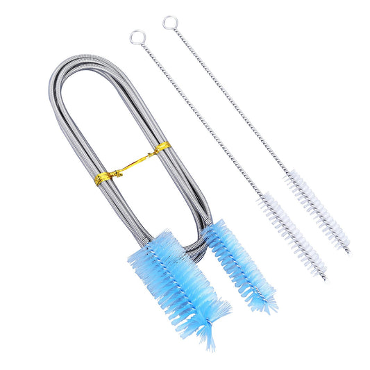 Molain 3 Pcs/Set Aquarium Filter Brush, 155cm Aquarium Cleaning Brush + 20cm Tube Brushes, Flexible Double Ended Pipe Brush, Stainless Steel Long Tube Cleaning Brush for Fish Tank or Home Kitchen