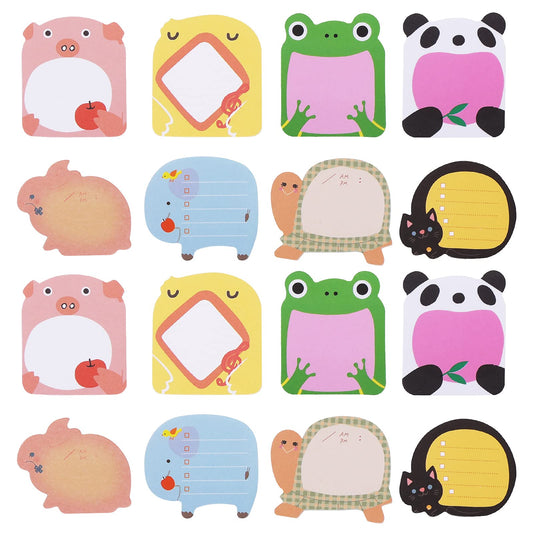 Molain Cute Sticky Notes 16 pieces Cartoon Sticky Notes Markers Flags Animals shape Self-Stick Memo Pads Students Home Office Roommates Gifts Tab Supplies