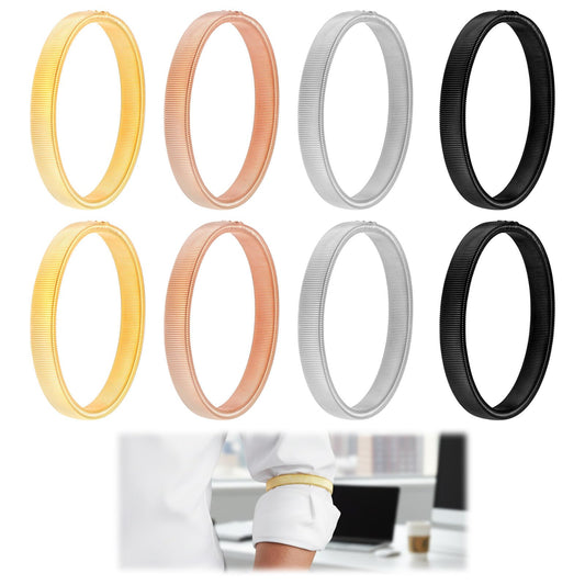 JJUNW Shirt Sleeve Holders, Sleeve-Garters, Anti-Slip Shirt Sleeve Holders for Hold Up Sleeves and Band Stretch Garters (Black Gold Rose Gold White)