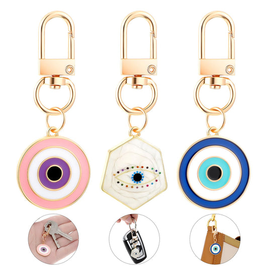 JIEYAO 3Pcs Evil Eye Keychain, Cute Car Key Ring Luck Charms Key Chain Good Luck Protection Amulet Keyring for Purse Backpack