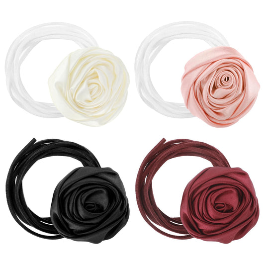 Giantree Flower Choker Necklace Wrist for Women, 4Pcs Big Rose Flower Chokers Retro Floral Wrist Clothing Accessories for Party Bride Wedding Party