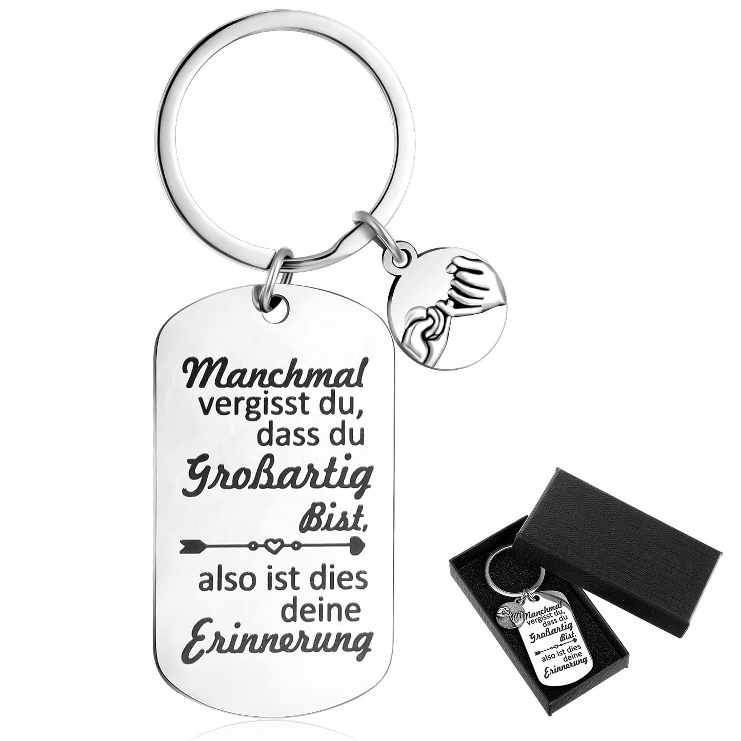 Yuanchu Keyring for women with gift box, sometimes you forget that you are fantastic. This is your memory. Inspirational gift for best friend, daughters, mother, silver, One size