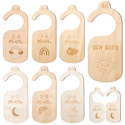 HJZHII Wooden Baby Closet Dividers, Double Sided Baby Clothes Organizer Hangers Nursery Baby Clothes Separators for Newborn to 24 Months for New Mom Dad Parents Nursery Decor