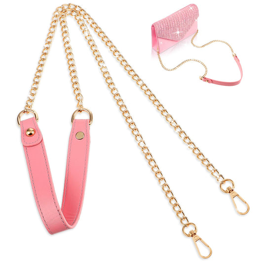 Molain 47"/120cm Purse Chain Strap, Shoulder Cross Body Sling Purse Handbag Replacement Accessories with Metal Buckles for Women Handbag Chain Strap(Pink)