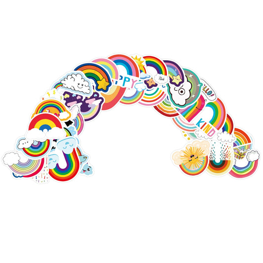 Cobee Boho Rainbow Stickers, 100 Pcs Colorful Rainbow Stickers for Water Bottles Waterproof Vinyl Scrapbooking Sticker Decals for Laptop Happy Birthday Rainbow Bridge Stickers Decor for Kids Teens