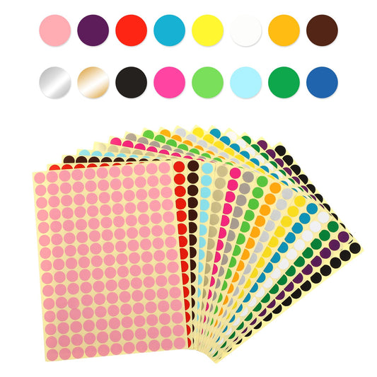 Amaxiu 2640Pcs 1/2 Inch Colored Dot Stickers, Coding Labels Circle Dot 16 Color Code Dots Round Adhesive Dots Sticker for Office Classroom Kids(Medium)