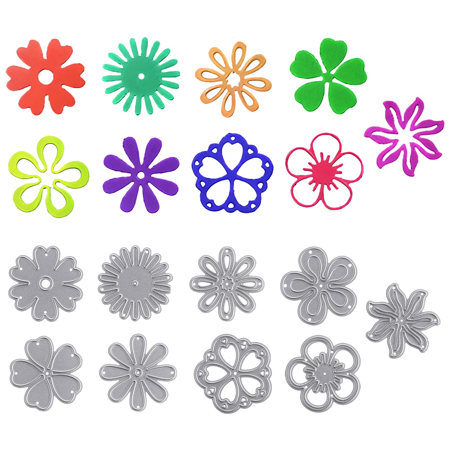 Giantree 9Pcs Flowers Cutting Dies for Card Making, Metal Etched Flower Embossing Template Symmetry Pattern Dies Stencil for Crafting Scrapbooking DIY Photo Album
