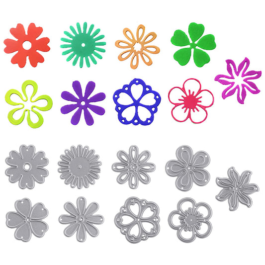Giantree 9Pcs Flowers Cutting Dies for Card Making, Metal Etched Flower Embossing Template Symmetry Pattern Dies Stencil for Crafting Scrapbooking DIY Photo Album