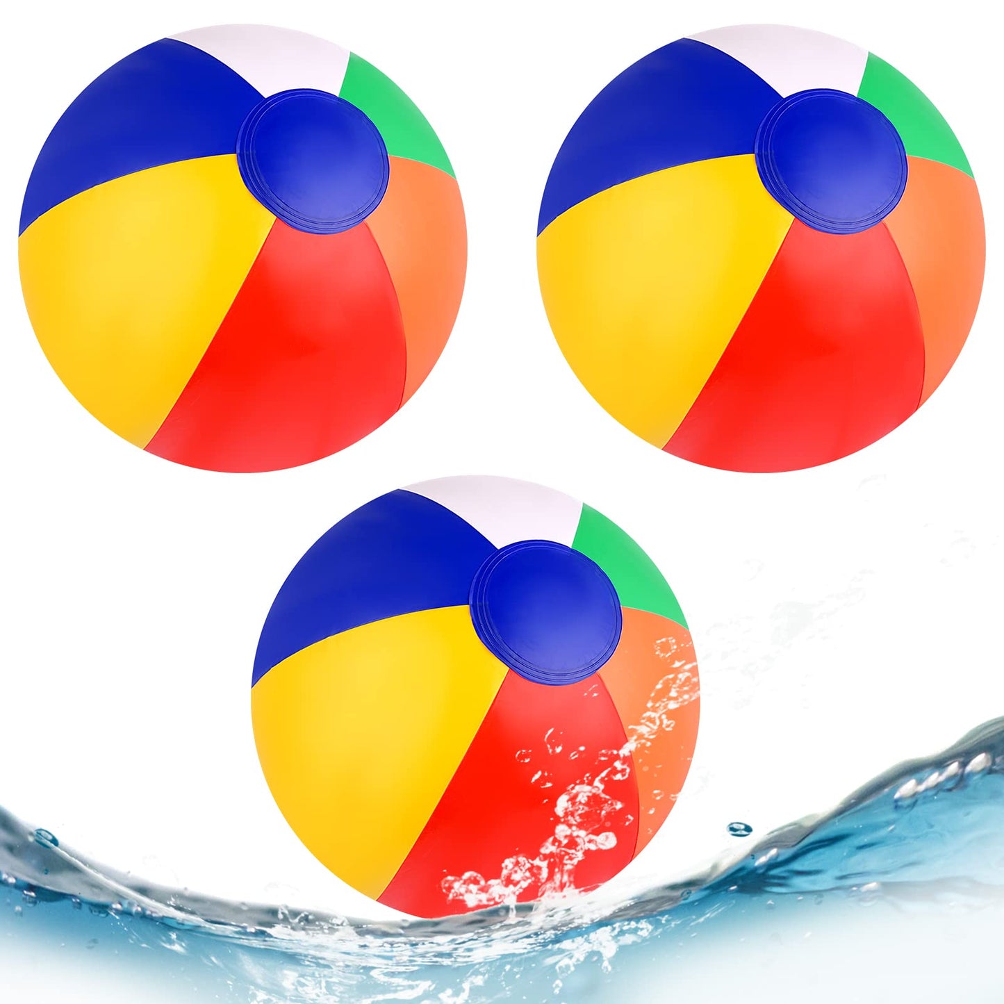 cobee Inflatable Beach Balls, 3 Pieces Rainbow Beach Ball Pool Beach Balls Bulk Pool Games Accessories for Outdoor Summer Water Games Party Decorations Favors Supplies(11.8 in)