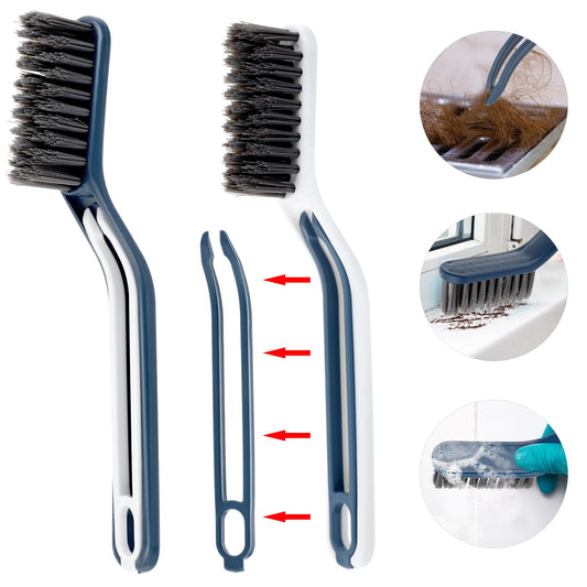 TIESOME 2 PCS 2 in 1 Multifunctional Floor Seam Brush, Gap Cleaning Brush Bathroom Crevice Cleaning Brush Clip Hair Door Window Track Cleaner Brush with Embedded Clip Corner Cleaning Tool