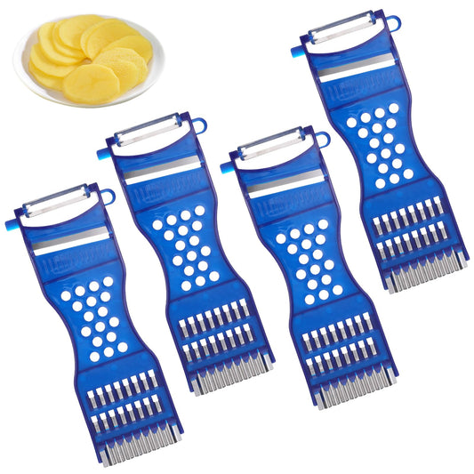 MBAIYO Set of 4 Vegetable Hairdressers, 6-in-1 Multifunctional Vegetable Cutter Julienne Cutter with Potato Peeler, Fruit and Vegetables Effortlessly Peeling, Dishwasher Safe