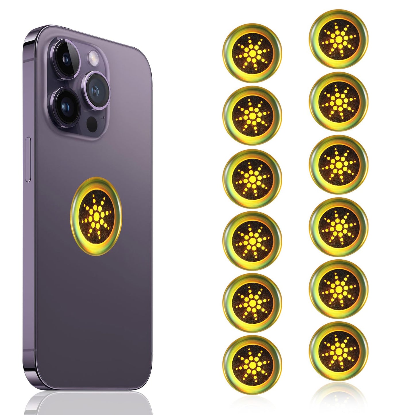 Andibro 12 PCs Gold Protection Cell Phone Sticker, New Phone Protector for Mobile, Computer, Radio, Laptop, Tablet PC, WiFi Router, TV, All E-Devices(Gold) (Silver)