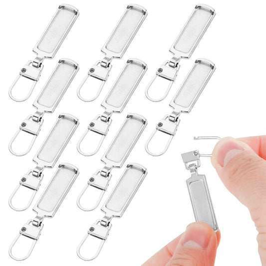 Bewudy 10pcs Zipper Pull Replacement, Metal Zipper Pulls Detachable Zipper Tab Repair for Clothing Jackets Boots Wallet Coat Purse (Silver)