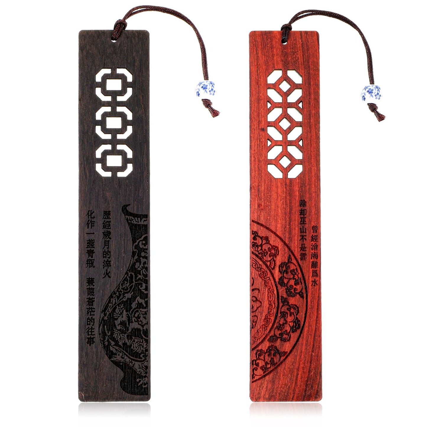 TIESOME Wood Bookmarks with Emotional Text, 2PCS Handmade Bookmarks for Women Men Fancy Bookmarks with Lanyard Book Darts Bookmarks Wooden Carving Bookmarks for Book Lovers Creative Bookmarks(A)