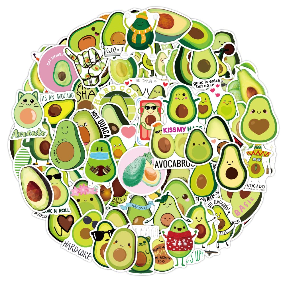 Giantree 100Pcs Self-stick Stickers, DIY Avocado Fun Fruit Stickers Waterproof Stickers for Laptop Water Bottles Skateboard Handcraft Decoration