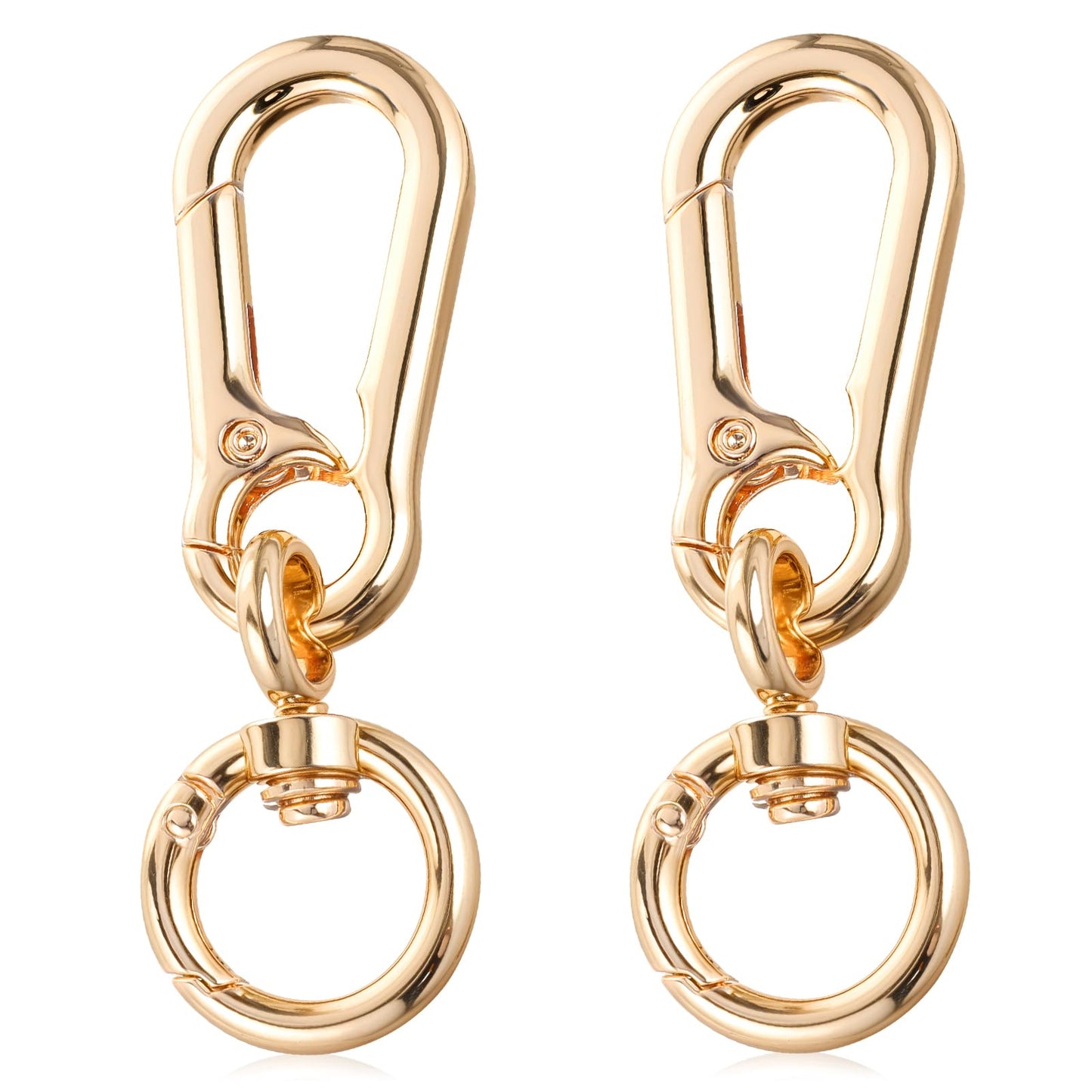 MBAIYO Golden Rotating Carabiner Hooks, Pack of 2 Metal Carabiner Key Rings with Swivel Removable Lobster Clasp for DIY Keychain Purse Handbag Craft Backpack Accessories