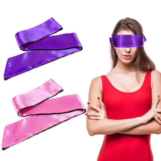 Molain 2 Pcs Satin Eye Mask Sleeping, Adjustable Eye Shade Soft and Comfortable Satin Eye Blinder Cover for Women Men Night Travel Nap Meditation Sleep Mask 150cm/59in(Pink and Purple)