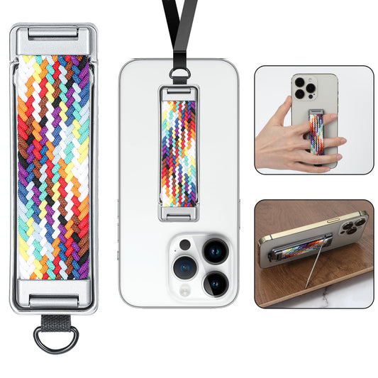 AOZUO Mobile Phone Holder, Mobile Phone Finger Holder, Phone Grip Holder, Back Mounted Mobile Phone Holder Straps, Multicoloured Telescopic Phone Handles, Portable Finger Strap Stand, Universal