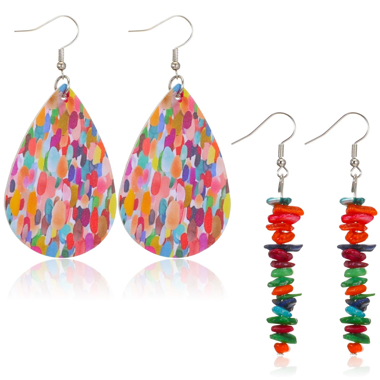 WJIAAA Bohemian Colourful Pearl Earrings, Confetti Costume Earrings, Hanging Earrings, Boho for Women, Can be Used with Various Party Dresses and Casual Wear, Festival Outfits, Costume Party, Travel