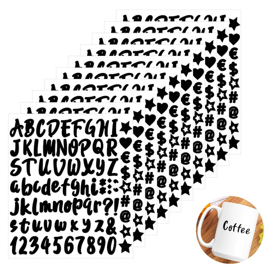 cobee 10 Sheets Black Alphabet Stickers, Self Adhesive Vinyl Letter Stickers, Stick On Letters for Mailbox, Water Bottles, Door, Car, Scrapbooking, Poster, Cup(Black)