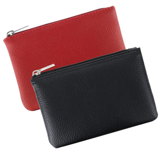 Giantree Small Wallet for Women, Cute PU Lychee Pattern Zipper Coin Pocket Portable Change Wallet Mini Coin Purse for Girl Women Ladies ID Key Headset Lipstick, 2Pcs (Black+Red)