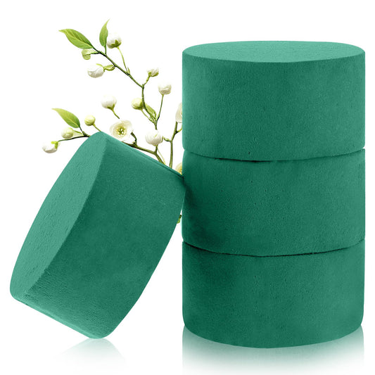 Giantree 4Pcs Floral Foam, 3.15 Inches Floral Foam Round, Wet Dry Artificial Flowers Arrangement, Styrofoam Block for Wedding Aisle Flowers Party (4 Inch)
