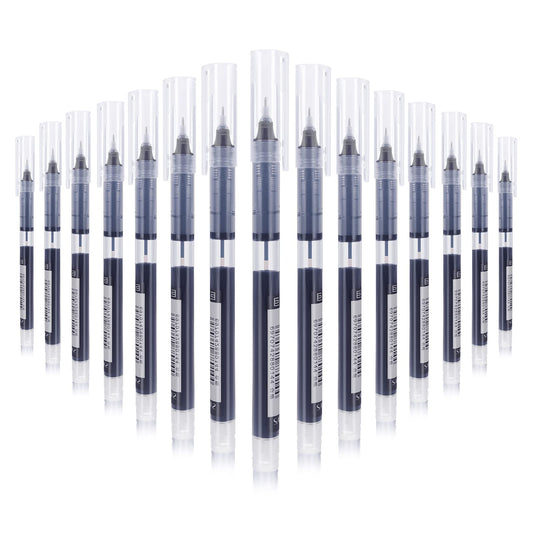15 Pcs Black Rollerball Pens,0.5mm Fine Ballpoint Pens,Quick-Drying Liquid Ink Roller Ball Pen,Extra Fine Point Pens,Ball Point Liquid Ink Pens,for Daily Work School Writing Stationery Office Supplies