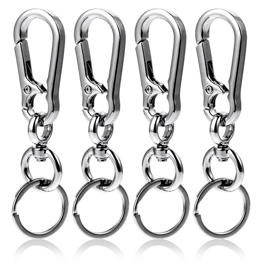 Molain Zinc Alloy Carabiner Keychain with Keyring, 4 Pieces Heavy Duty Key Chain Quick Release Car Key Holder Carabiner Keyring Key Ring for Men Women (B)