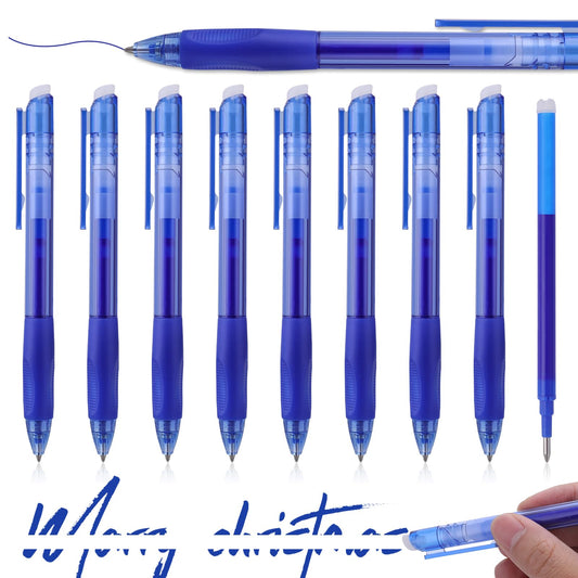 Bewudy 8 Pack Erasable Gel Pens, Retractable Pens Fine Point 0.5 mm Blue Ink Pens, Eraser Writing Pens Gel Ink Roller Ball Pens Home Office Stationery Party Gift