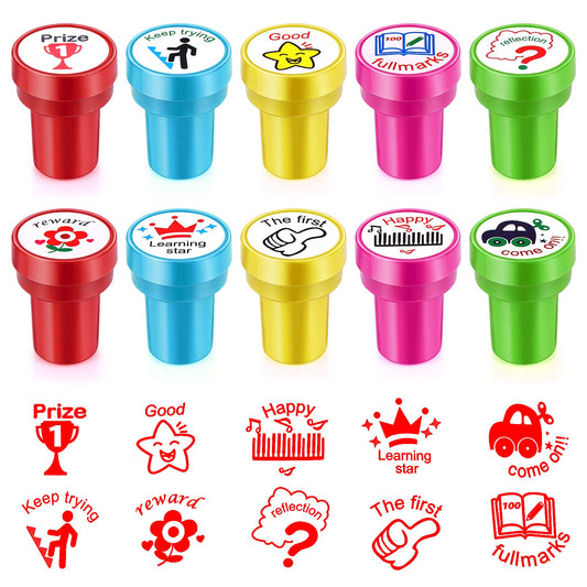 cobee 10 Pcs Custom Teacher Stamp for Classroom, Self Inking Stamps for Teachers, Homework Mood Expressions Stamps Behavior Stamps for Education Motivational Stamps for Homework Encouraging Comments