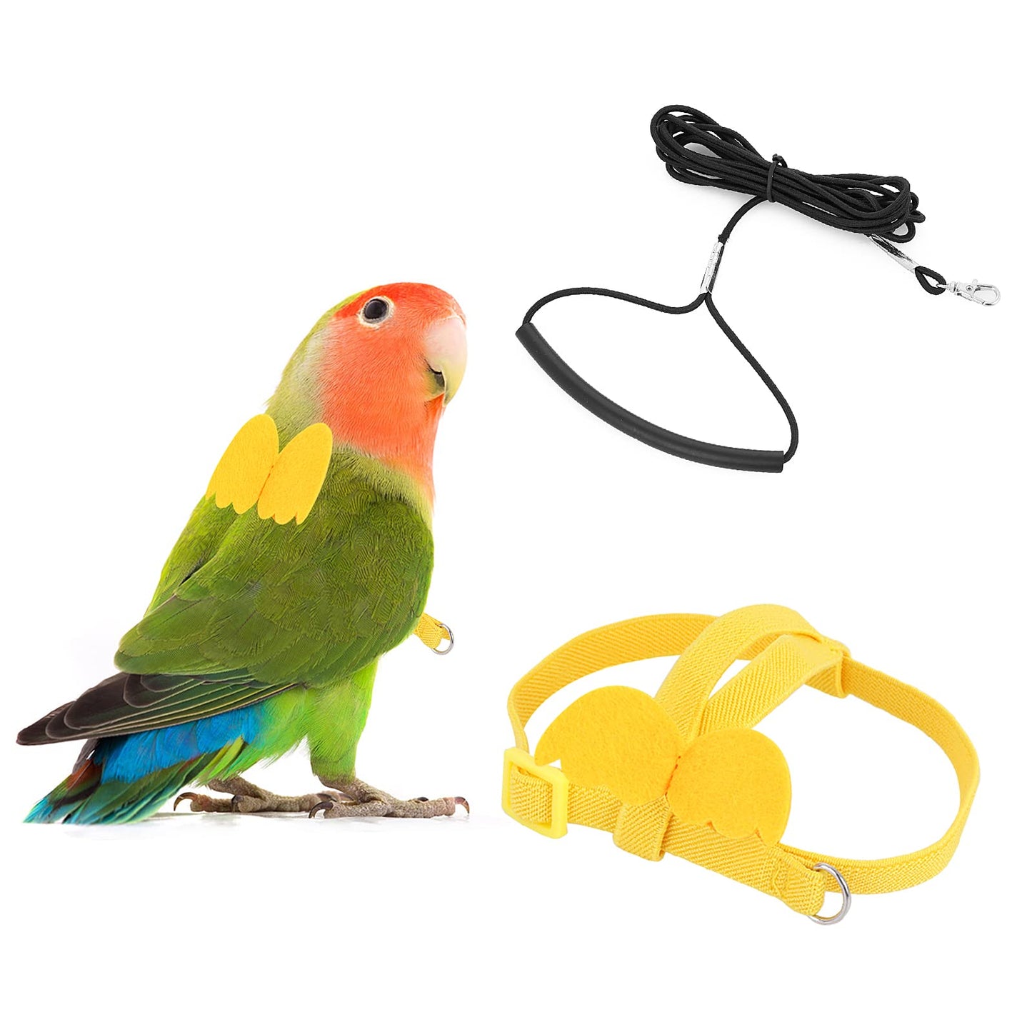cobee Parrot Bird Harness and Leash, Adjustable Parrot Flying Training Rope for Parrots Bird Nylon Rope Bird Harness and Leash Kit Outdoor Harness Flying Anti-bite Training Rope(Yellow)