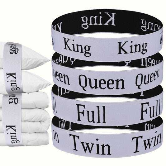 Bewudy 4 Pcs Sheet Organizer Bands, Elastic Sheet Keeper Straps, Colorful Gradient Sheet Storage Size Marking Bands, For Sheets Pillowcases Quilt Linen Closet Organization Sheet Straps(Black White)
