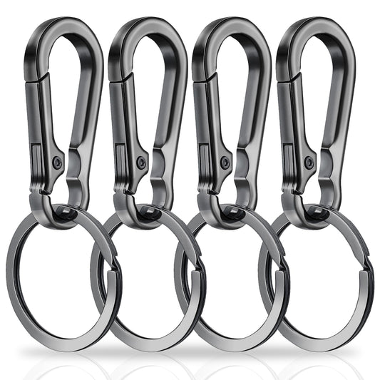 Amaxiu Heavy Duty Carabiner Keychain, Zinc Alloy Key Chain with Keyring Quick Release Metal Key Ring Clips Keyring Holder Organizer Car Key Finder Hook Keys Clip for Men Women (4 Pcs Grey)