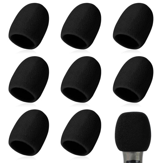 Jeffdad 6 Pcs Microphone Covers Foam, Shakeproof Microphone Foam Covers, Washable Mic Filter for Handheld Microphone, Foam Windscreen Covers Reduce Plosive Wind Noises (Black)