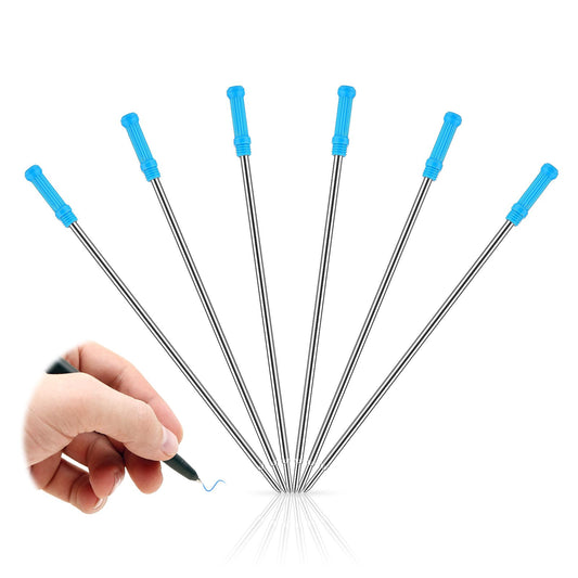 Andibro Universal Ballpoint Pen Refill, 6pcs Metal Ink Pen Refills, 1.0mm Standard Medium Point, Blue, Replaceable for Most Ballpoint Pens, Lightweight, Refillable, Unisex