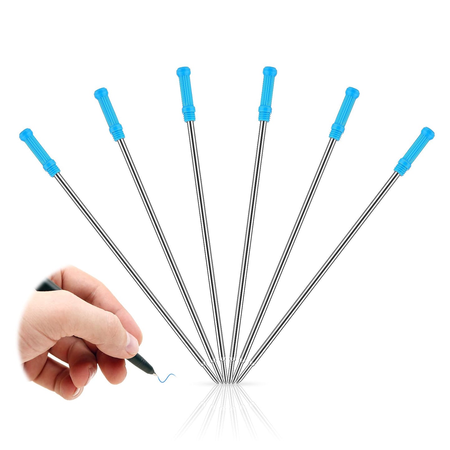 Andibro Universal Ballpoint Pen Refill, 6pcs Metal Ink Pen Refills, 1.0mm Standard Medium Point, Blue, Replaceable for Most Ballpoint Pens, Lightweight, Refillable, Unisex