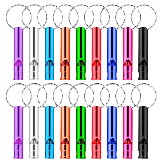 Giantree Aluminum Emergency Survival Whistles, 18Pcs Outdoor Survival Safety Whistle Loud Whistle, Survival Whistle for Camping Hiking Outdoor Sports Hunting Emergency Whistle Keychain(9 colors)