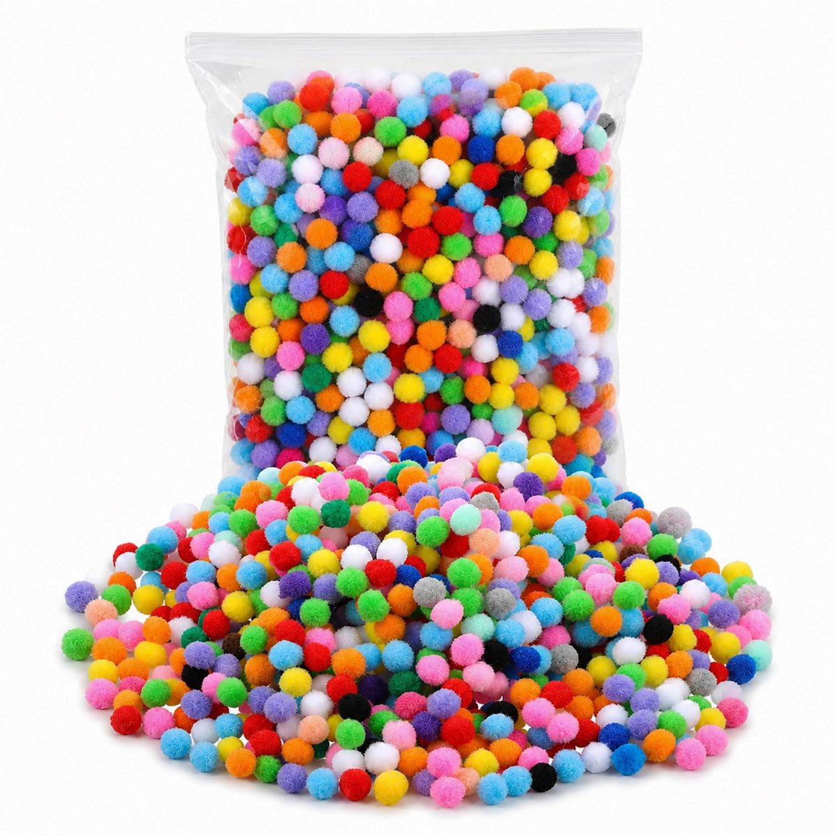 HJZHII Mini Pompoms Colourful 1 cm Pompoms for Crafts Felt Balls Small Pack